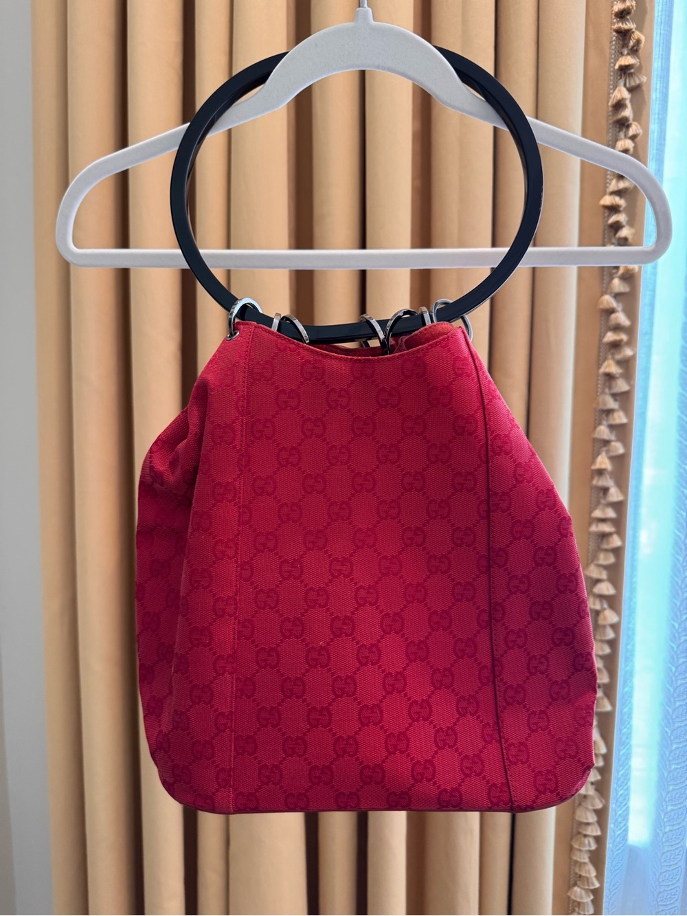 Gucci Red GG Ring-Handle Loop Bag